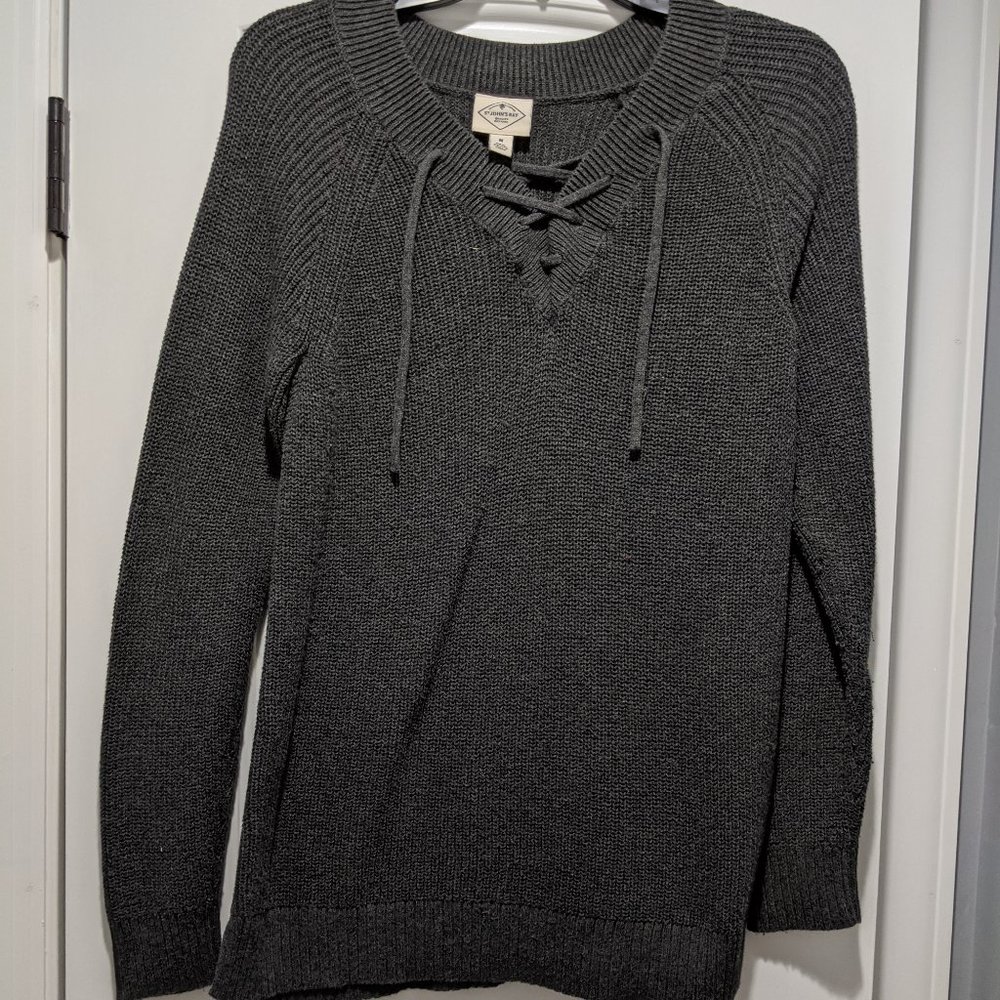 St Johns Bay Women's Long Gray Sweater Size M